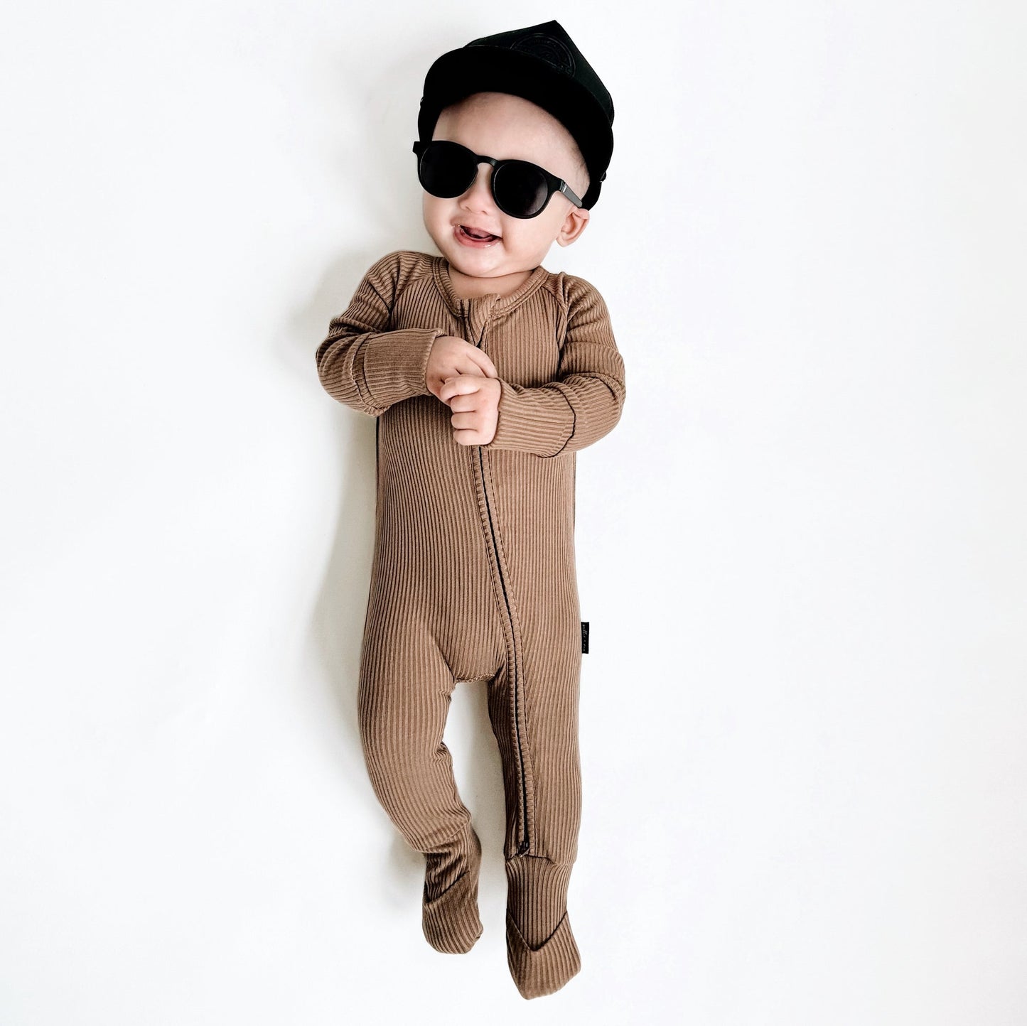 ZIP ROMPER - Mocha Ribbed