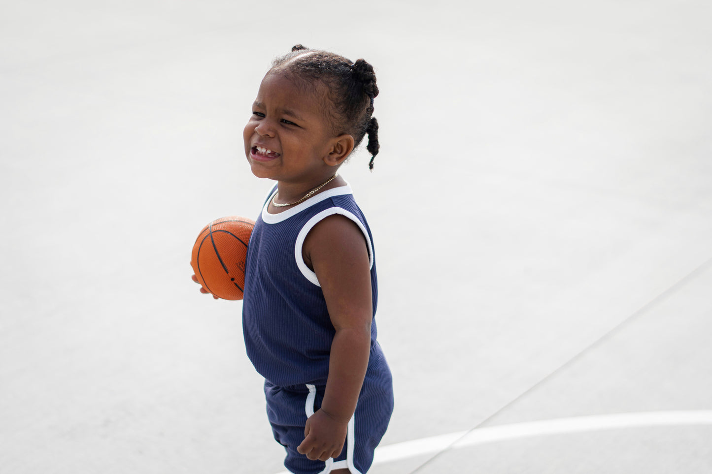 TRACK SHORTS SET- Bamboo Rib Navy