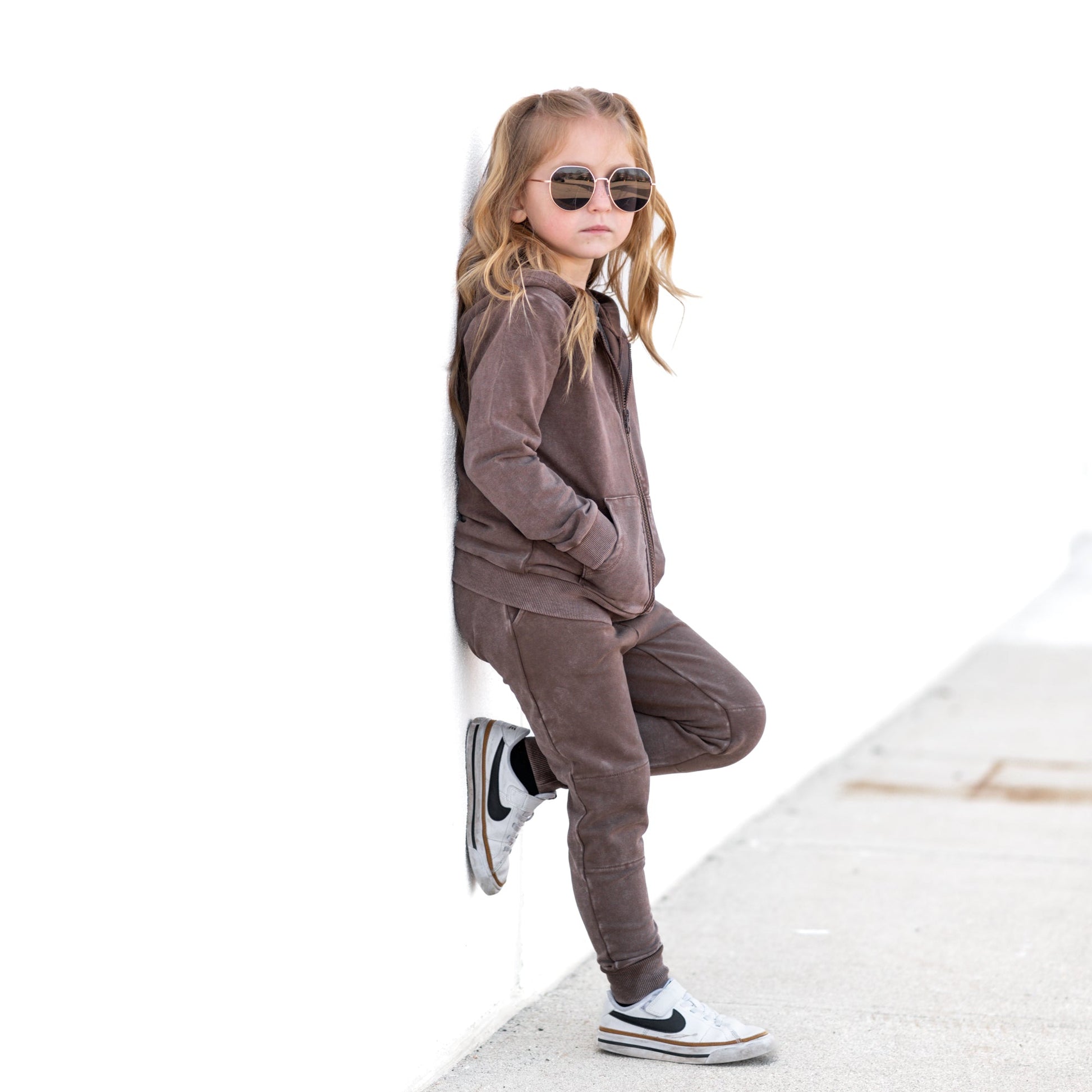 ZIP HOODIE- Bark Snow Wash