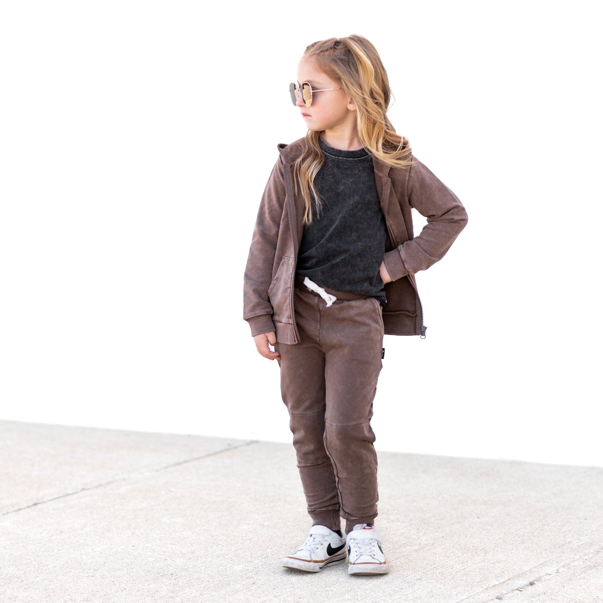 ZIP HOODIE- Bark Snow Wash