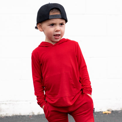 LONG SLEEVE HOODIE- Red