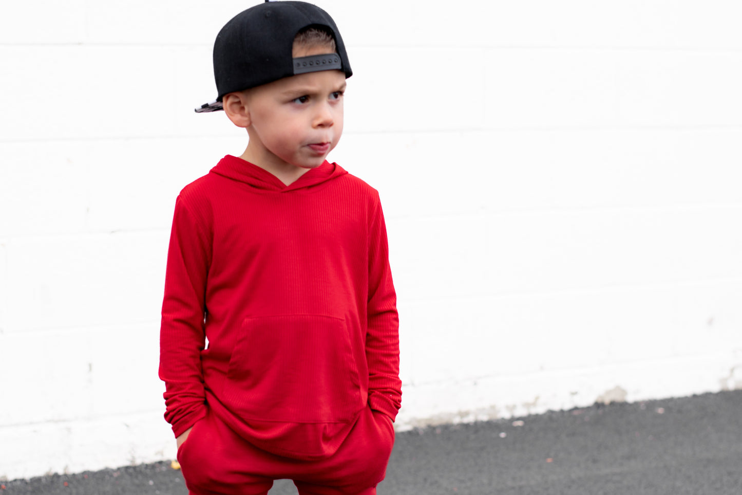 LONG SLEEVE HOODIE- Red