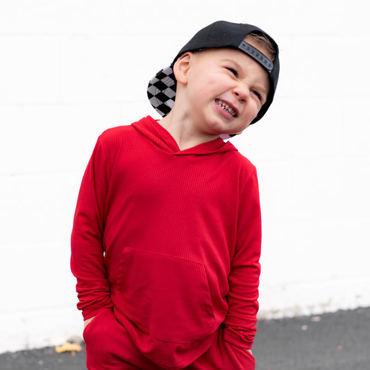 LONG SLEEVE HOODIE- Red