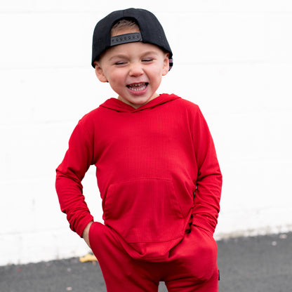 LONG SLEEVE HOODIE- Red