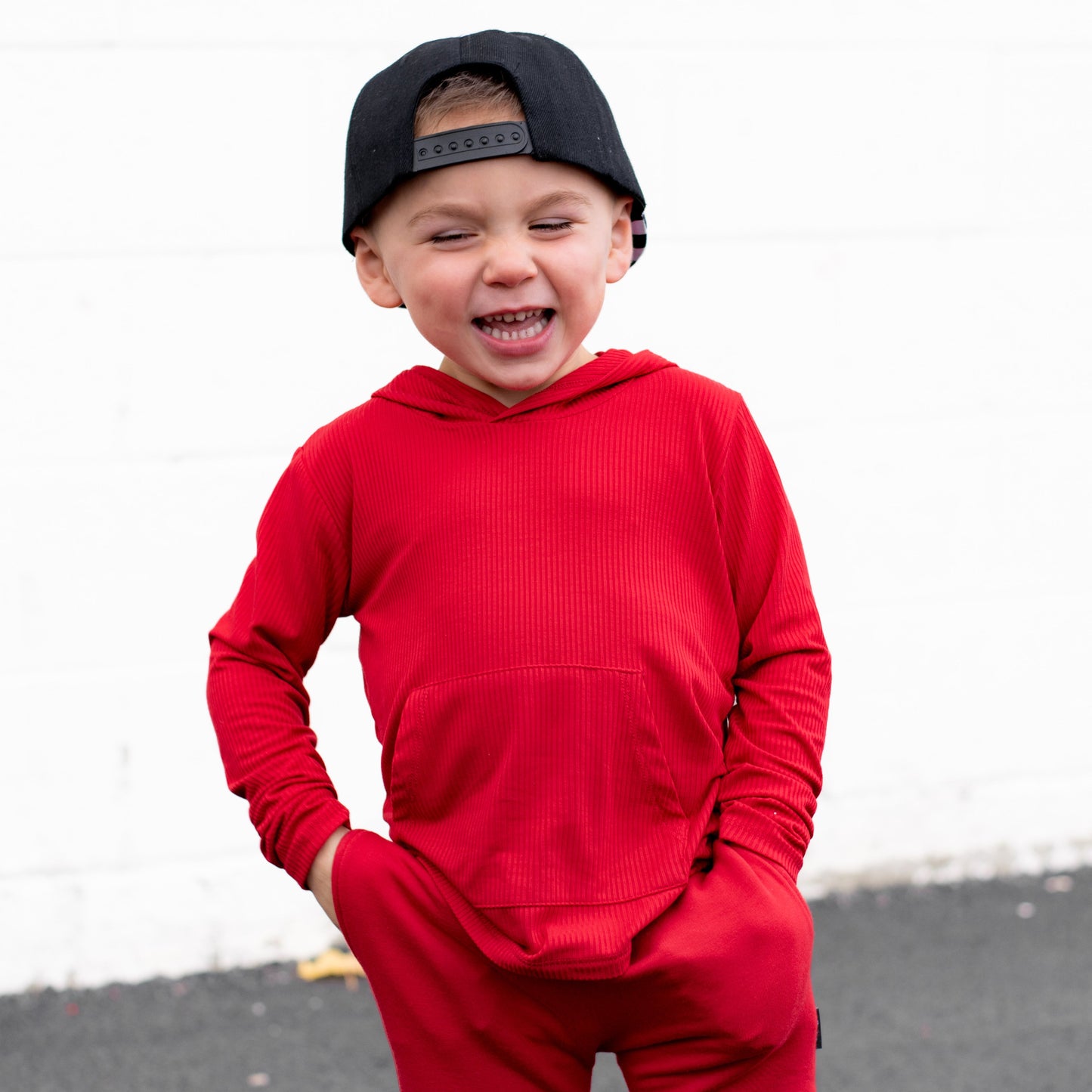 LONG SLEEVE HOODIE- Red