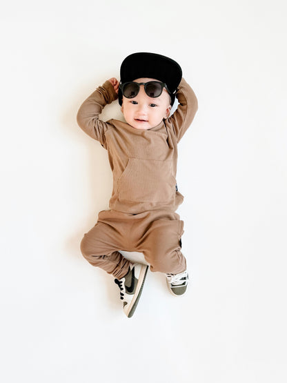 LONG SLEEVE HOODIE- Mocha