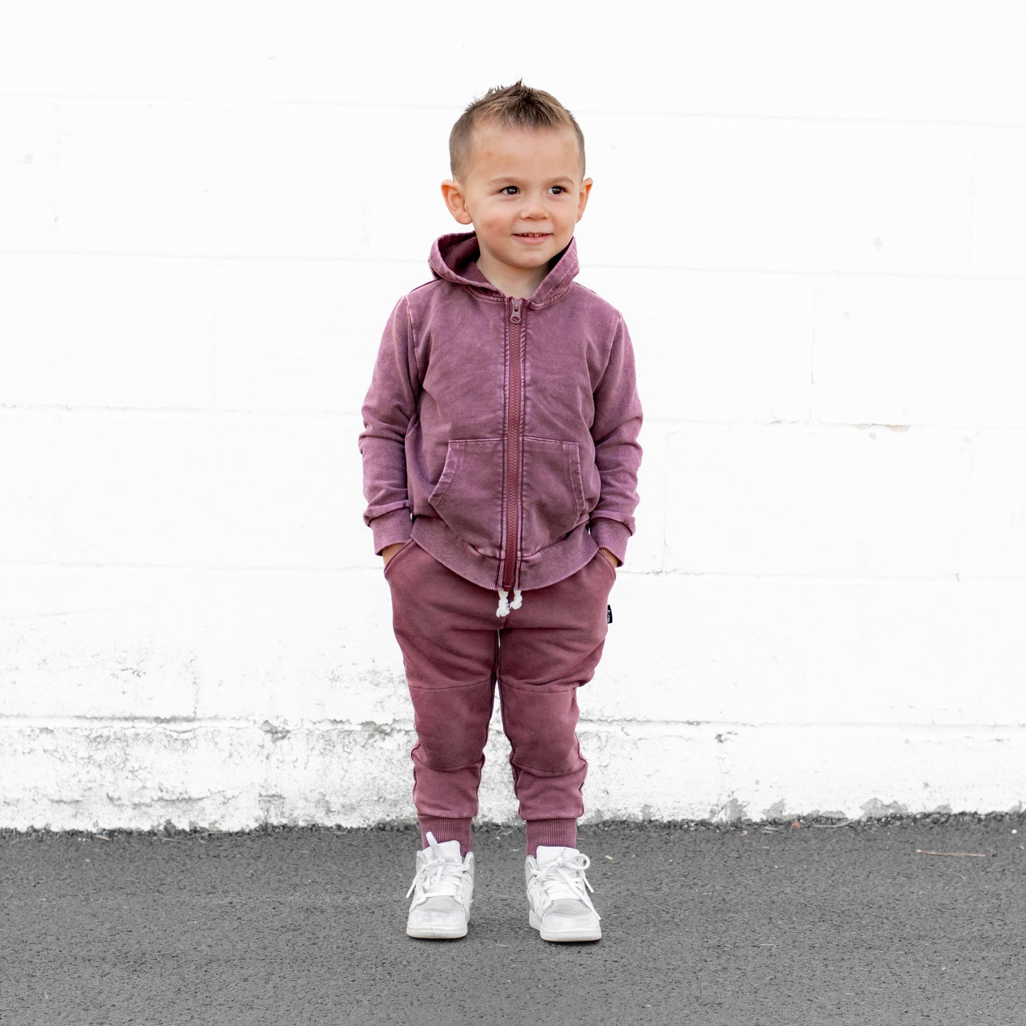 ZIP HOODIE- Oxblood Snow Wash