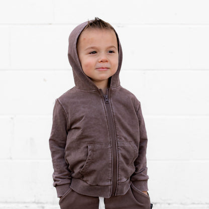 ZIP HOODIE- Bark Snow Wash