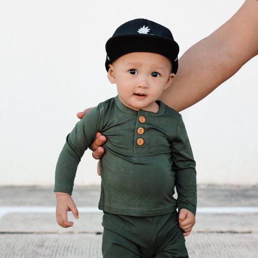 HENLEY LONG SLEEVE- Moss