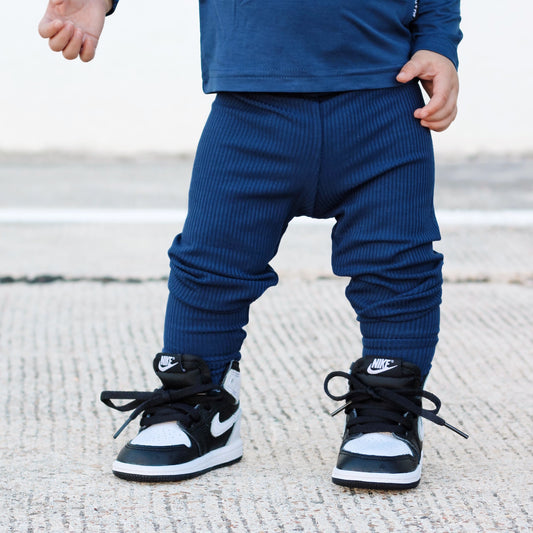 BAMBOO RIB LEGGINGS- Navy