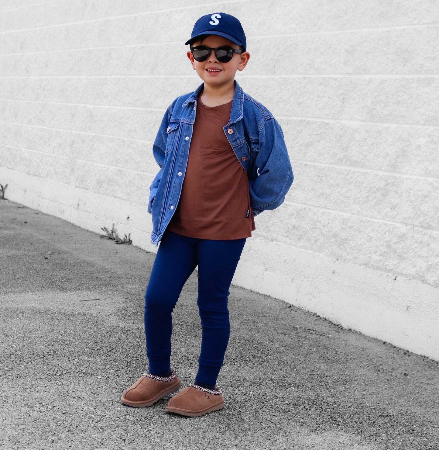 BAMBOO RIB LEGGINGS- Navy