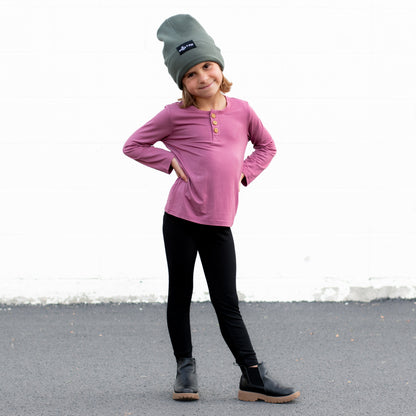 HENLEY LONG SLEEVE- Mauve