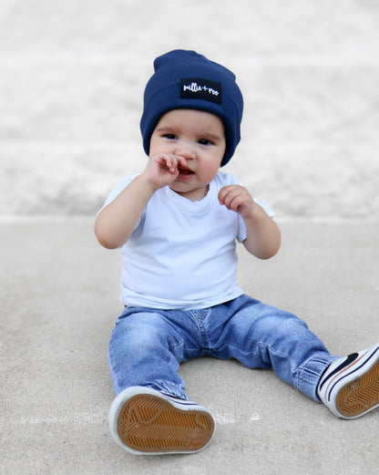 BAMBOO CUFF BEANIE- Navy