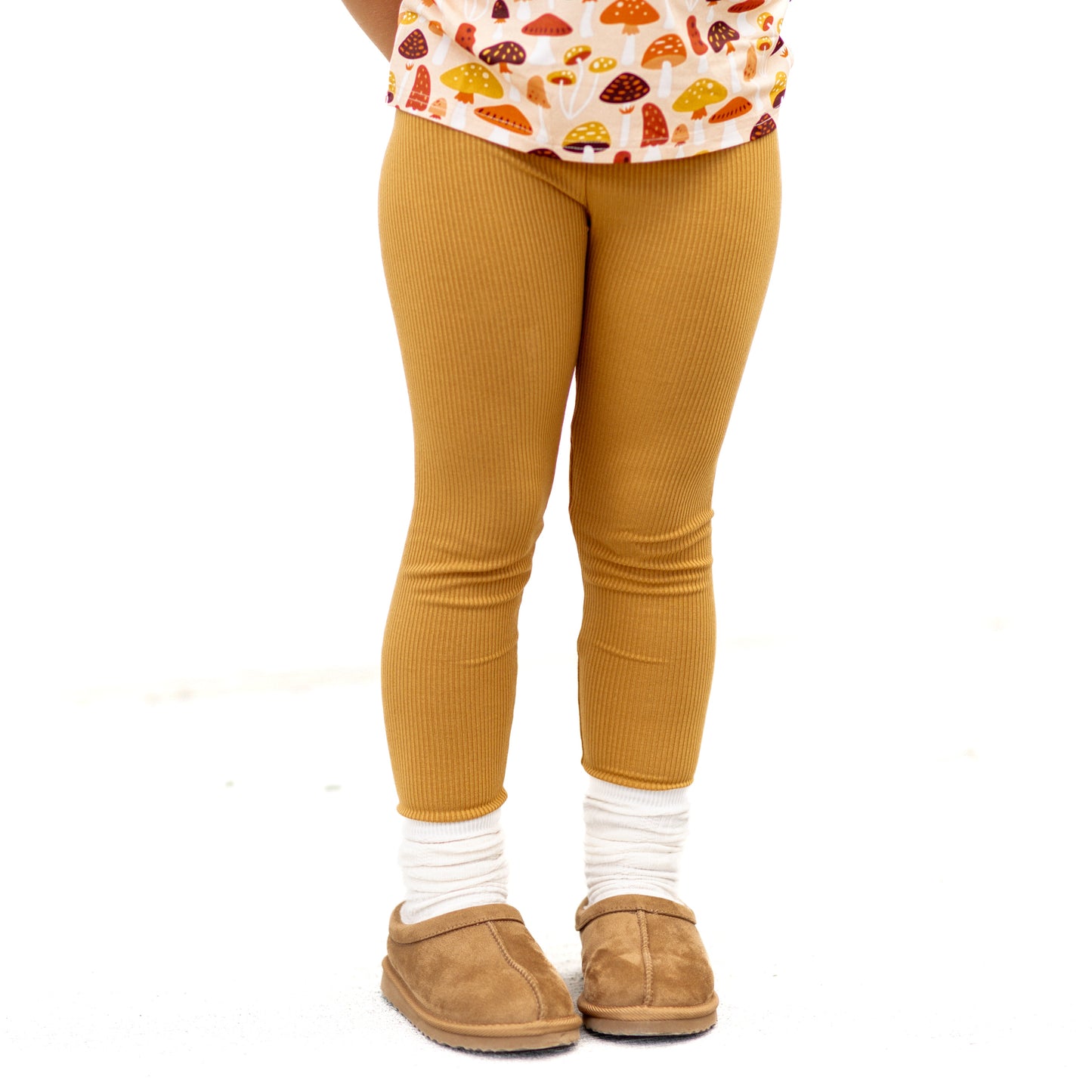 BAMBOO RIB LEGGINGS- Honey Mustard