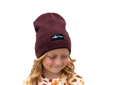 BAMBOO CUFF BEANIE- Black Cherry