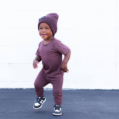 BAMBOO RIB LEGGINGS- Black Cherry