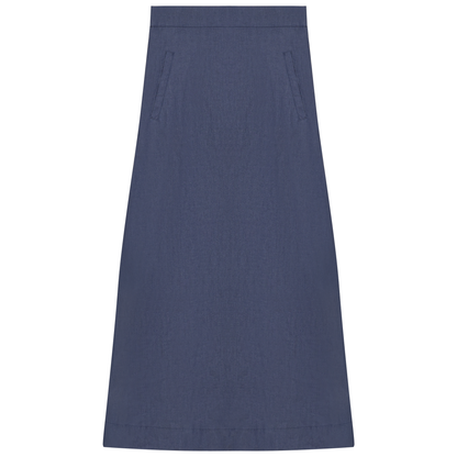 Long Denim Skirt With Pockets Dark Blue