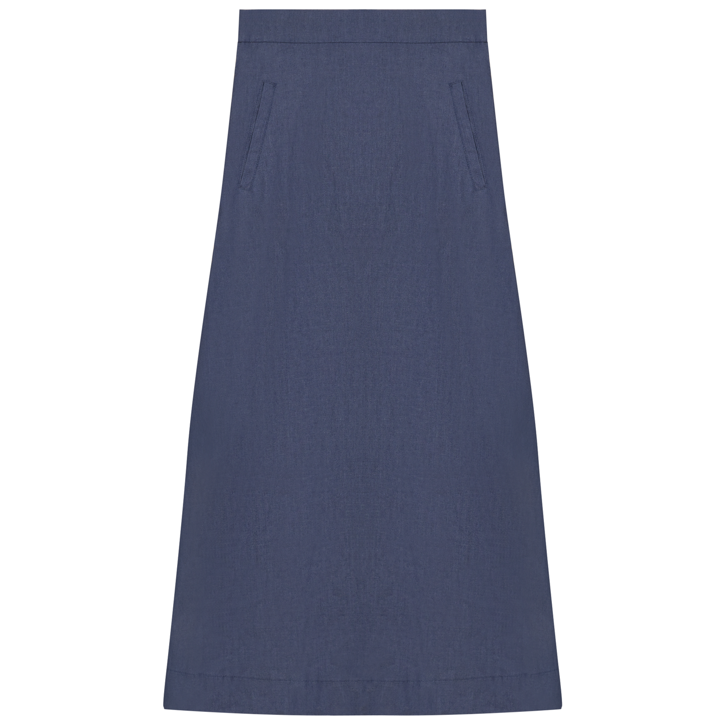 Long Denim Skirt With Pockets Dark Blue