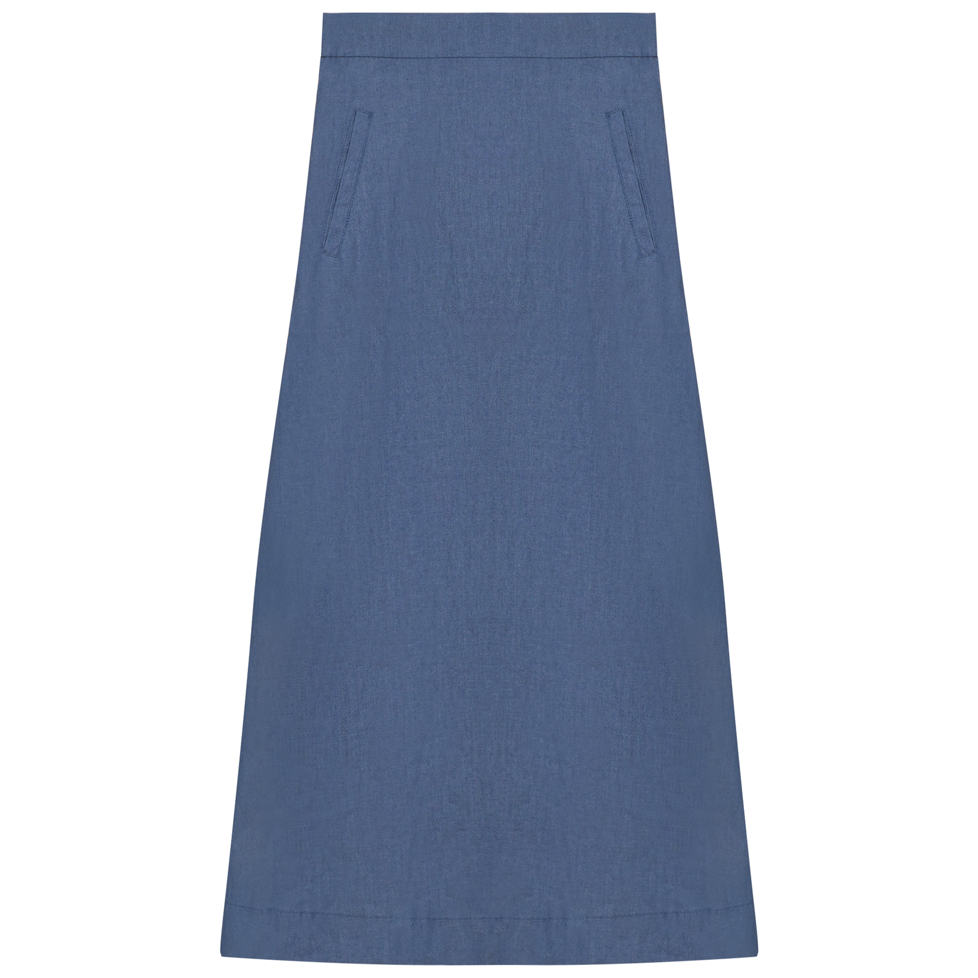 Long Denim Skirt With Pockets Light Denim