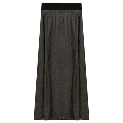 Long Cotton Skirt With Ribbed Elastic Waistband
