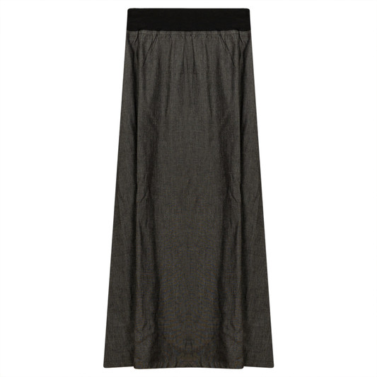 Long Cotton Skirt With Ribbed Elastic Waistband