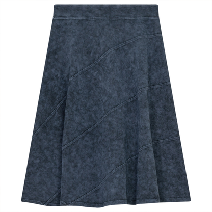 Ladies Short Denim Wash Skirt With Diagonal Cuts Denim Wash