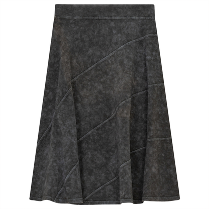 Ladies Short Denim Wash Skirt With Diagonal Cuts Grey Wash