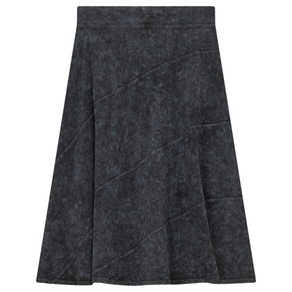 Ladies Short Denim Wash Skirt With Diagonal Cuts Medium Grey Wash