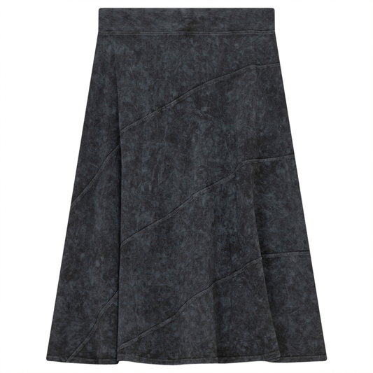 Ladies Short Denim Wash Skirt With Diagonal Cuts Medium Grey Wash