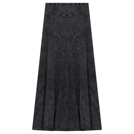Ladies Long Denim Wash Skirt With Seam Down The Center Medium Grey Wash