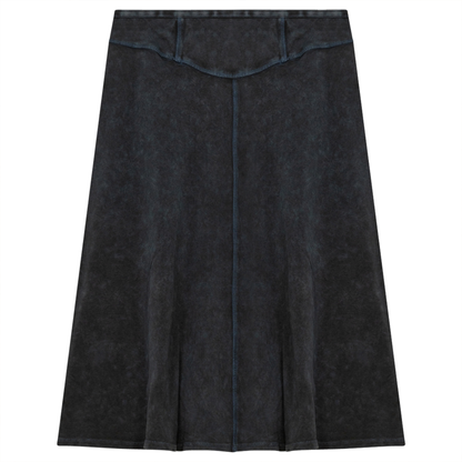 Ladies Short Denim Wash Skirt With Seam Down The Center