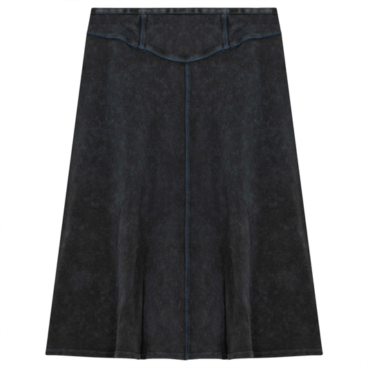 Ladies Short Denim Wash Skirt With Seam Down The Center