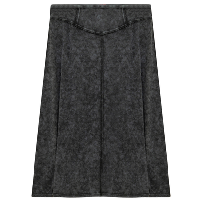 Ladies Short Denim Wash Skirt With Seam Down The Center Black Wash