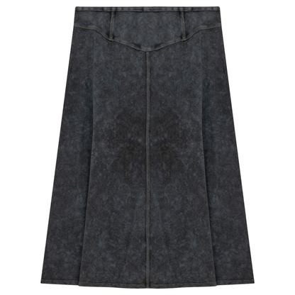 Ladies Short Denim Wash Skirt With Seam Down The Center Medium Grey Wash