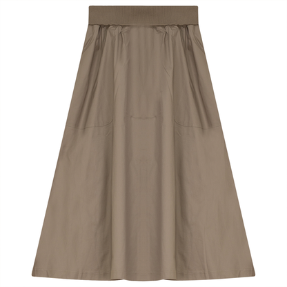Ladies Short Cotton Belvedere Skirt With Pockets Stone