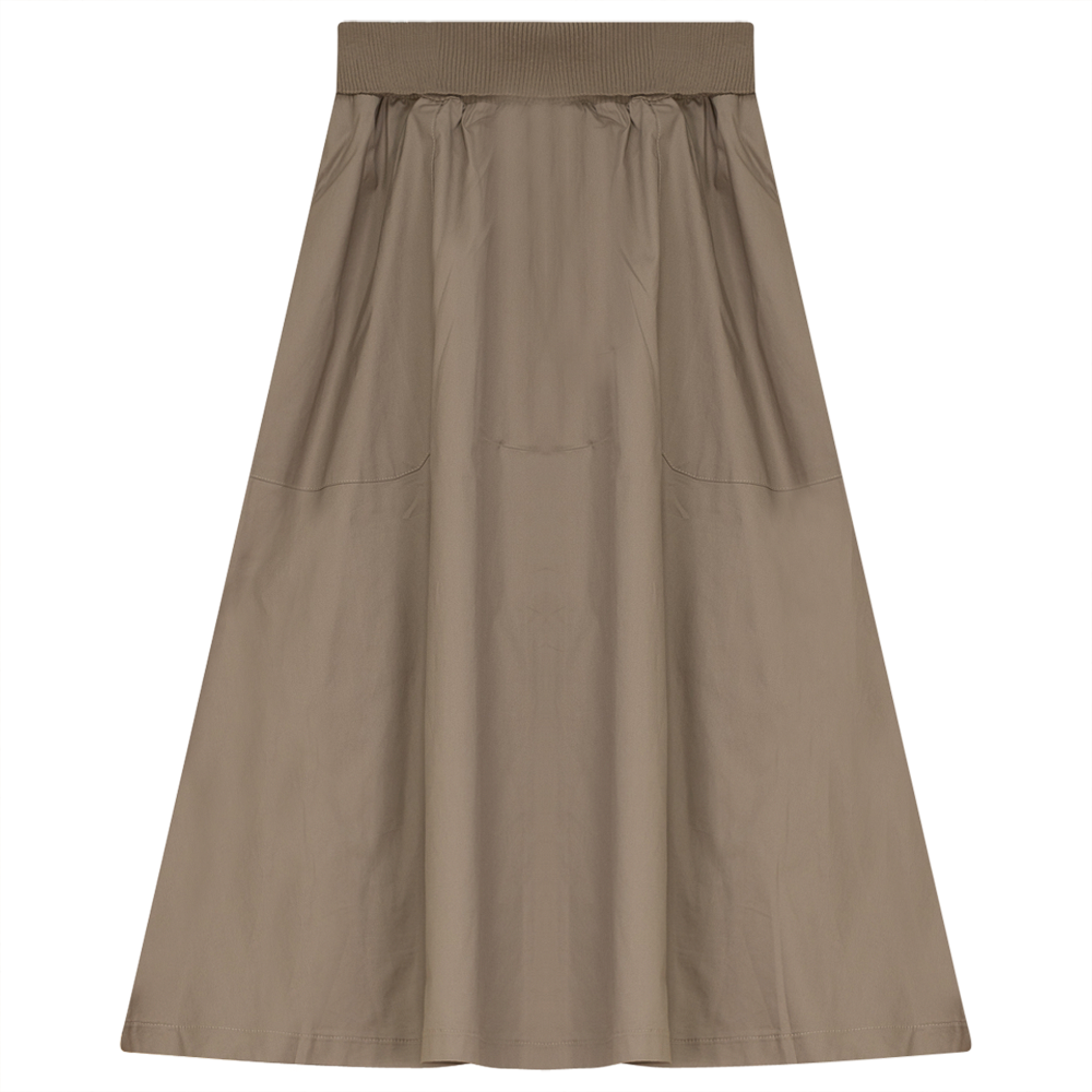 Ladies Short Cotton Belvedere Skirt With Pockets Stone