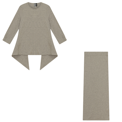 2PC Set Handkerchief Top With Maxi Straight Skirt