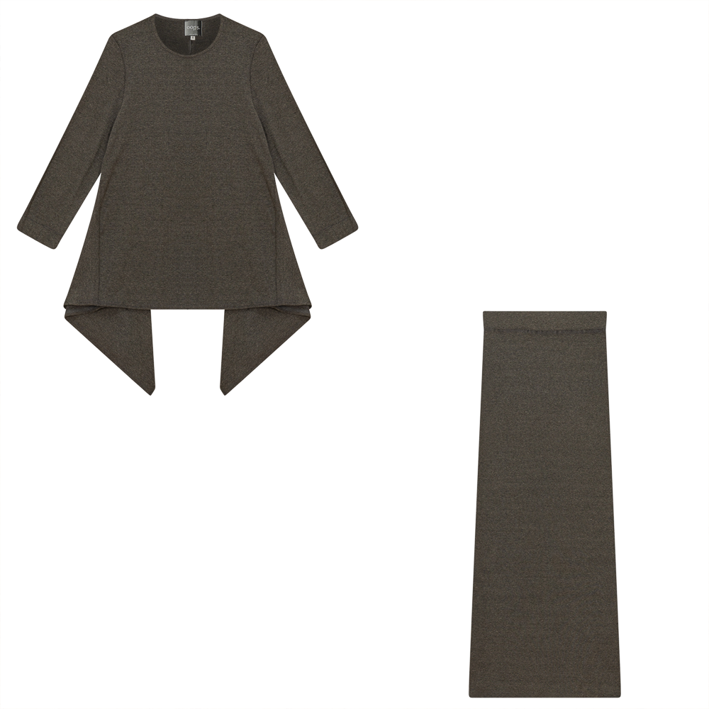 2PC Set Handkerchief Top With Maxi Straight Skirt