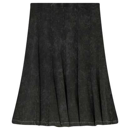Ladies Paneled Short Denim Wash Skirt Black Wash