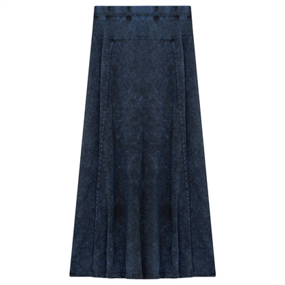 Ladies Denim Stretch Long Skirt Dark Denim Wash