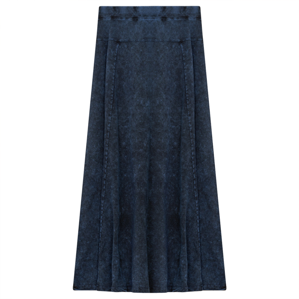 Ladies Denim Stretch Long Skirt Dark Denim Wash