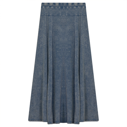 Ladies Denim Stretch Long Skirt Light Denim Wash
