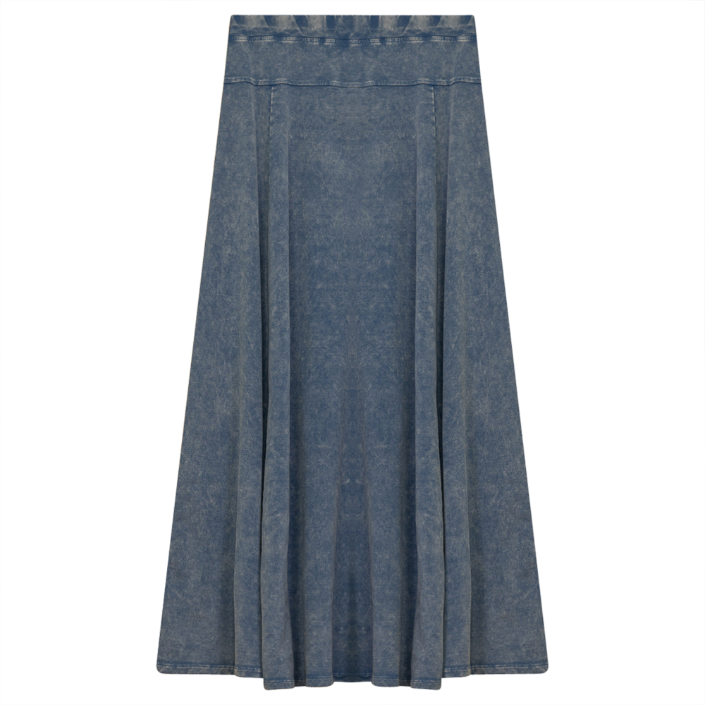 Ladies Denim Stretch Long Skirt Light Denim Wash