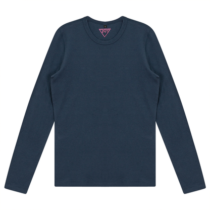 Ribbed Crew Neck Tee Dark Denim