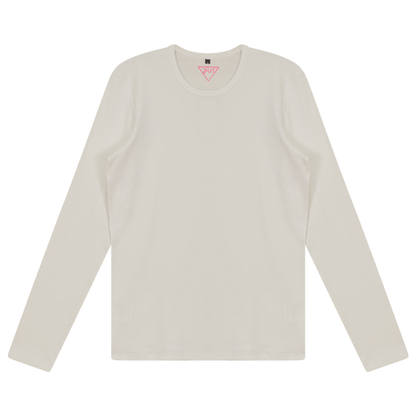 Ribbed Crew Neck Tee White
