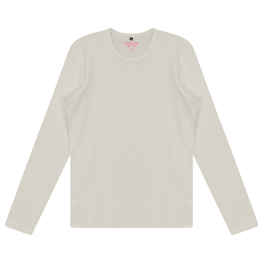 Ribbed Crew Neck Tee White