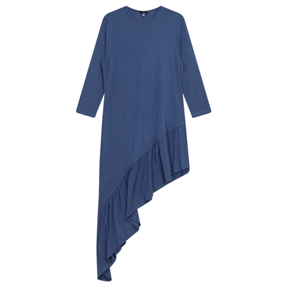 Asymmetric 3/4 Sleeve Top Dark Denim