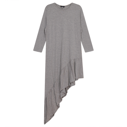 Asymmetric 3/4 Sleeve Top Light Grey