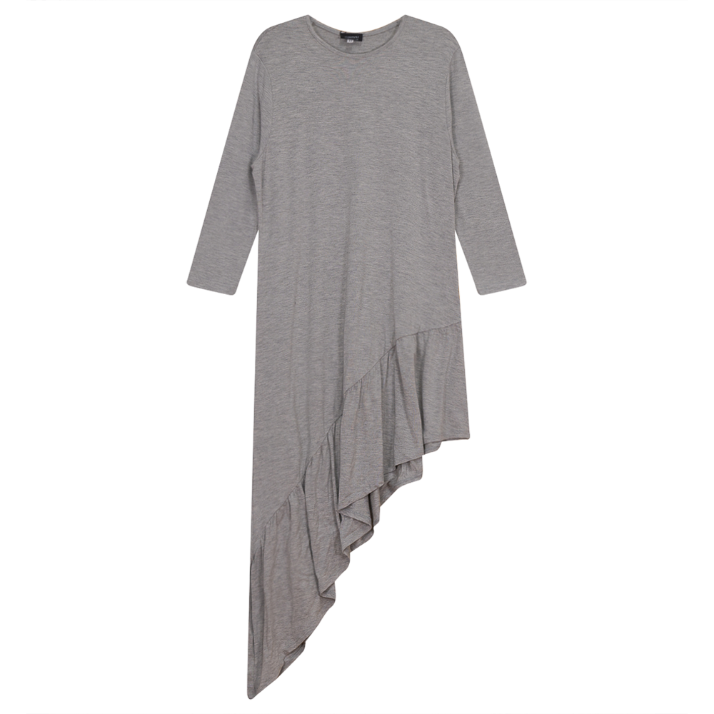 Asymmetric 3/4 Sleeve Top Light Grey