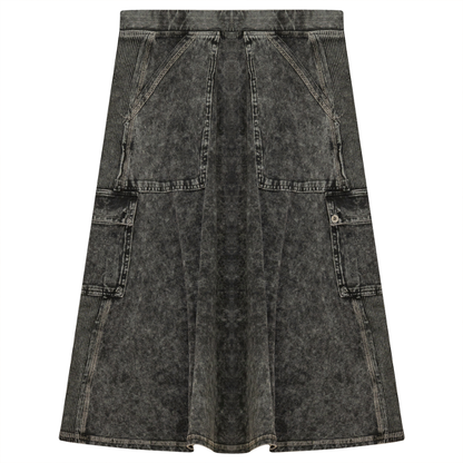 Ladies Tie Dye Wash Rib Short Skirt With Side Pockets